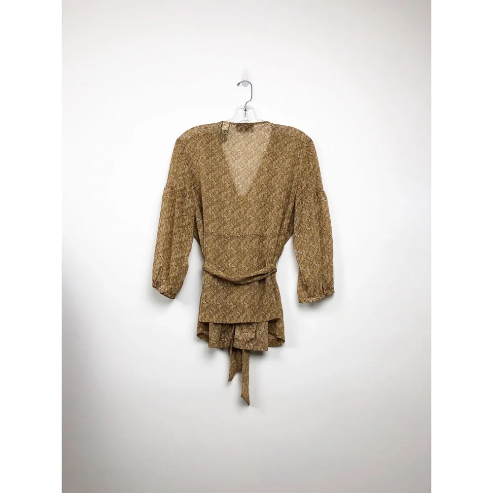 Axcess a Liz Clairborne Company Light Brown Floral Blouse L - Picture 6 of 6